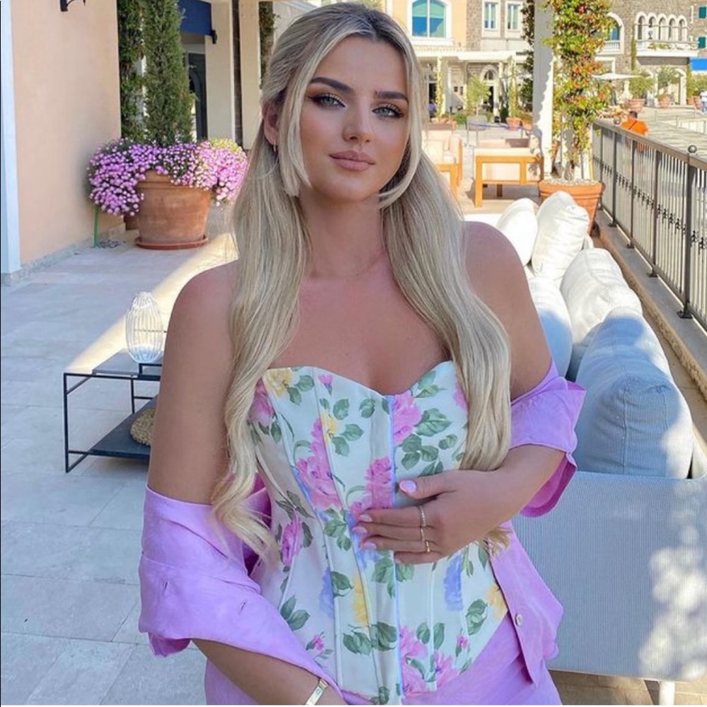 Zara Floral Corset Top with Lavender Detail